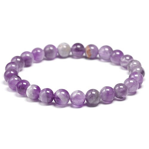 Sterling Silver Natural Light Purple Amethyst Stretch Bracelet for Women