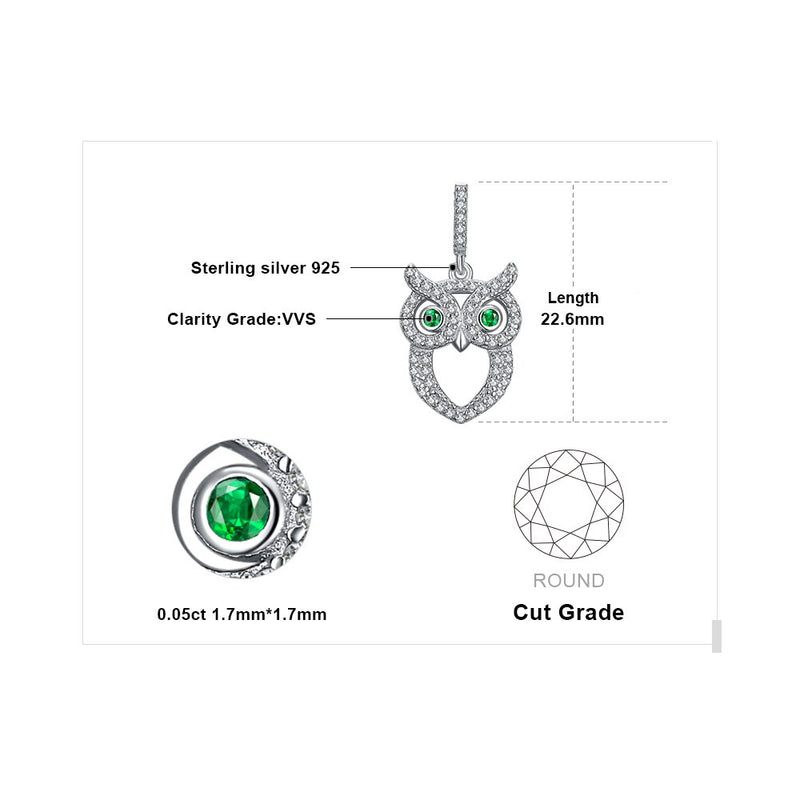 Sterling Silver Simulated Nano Emerald Pendant Necklace for Woman