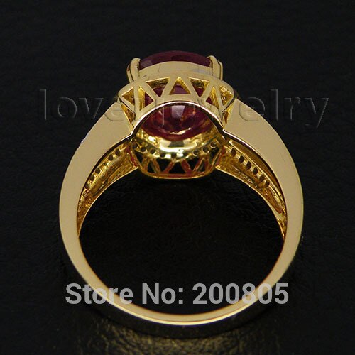 14K Yellow Gold Red Ruby 4.50CTW Diamond Ring for Women