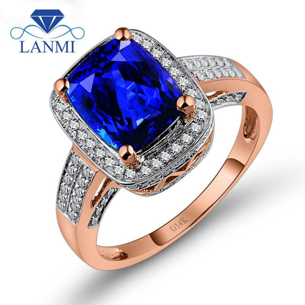 14K Rose Gold Tanzanite Cushion Engagement Ring