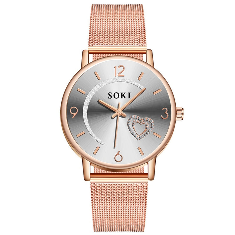 Women Watches Luxury Mesh Stainless Steel Belt Quartz Ladies Wristwatch New 2019 Fashion Love Diamond Watch Female Clock /C