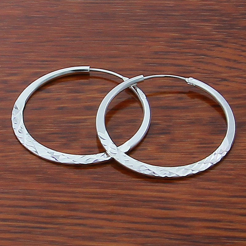 High Quality 5.0cm Hoop Earrings 925 Sterling Silver