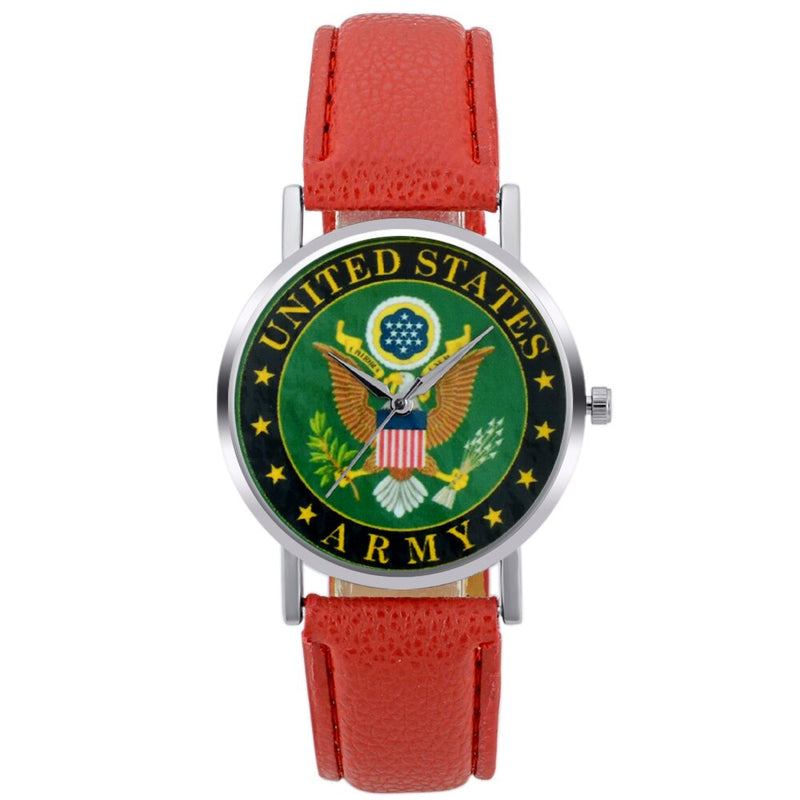 Fashion United States Army Mens Women Quartz Watch Eagle Leather Casual Military Wristwatch
