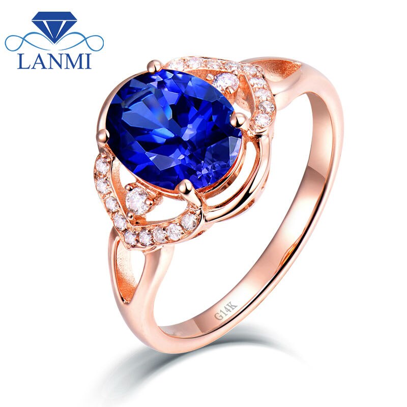 Solid 14Kt Rose Gold Natural Tanzanite Diamond Elegant Design Ring
