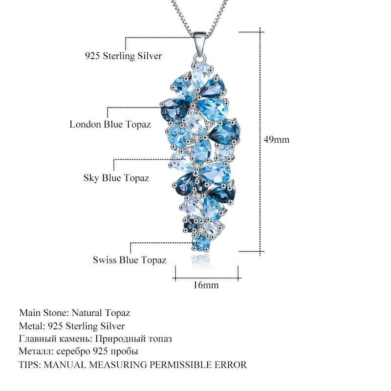 Gems Ballet 925 Sterling Silver Natural Sky Blue Topaz Mix Gemstone Pendant