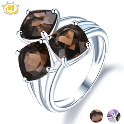 Sterling Silver 6.39ct Smoky Quartz Wedding Band for Women