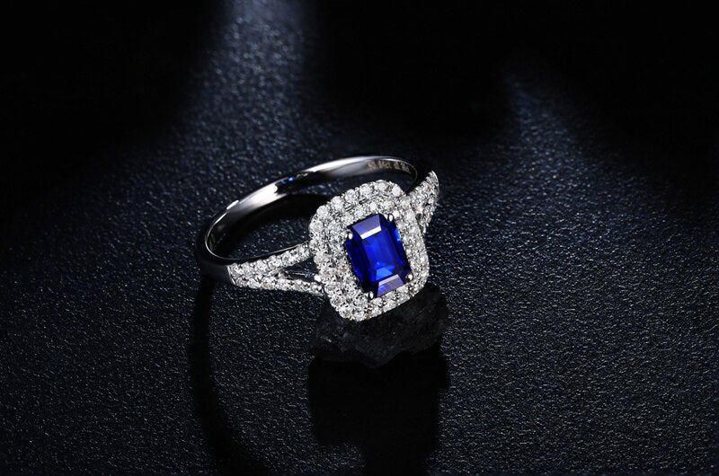 14kt White Gold Sapphire and Diamond Engagement Ring for Her