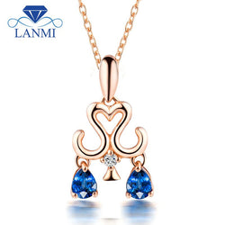 18K Rose Gold Sapphire Pendant for Women