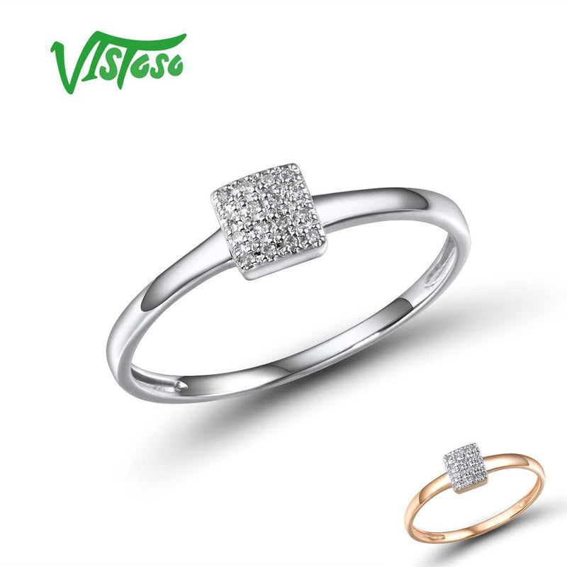 VISTOSO Pure 14K 585 Rose & White Gold Sparkling Diamond Ring