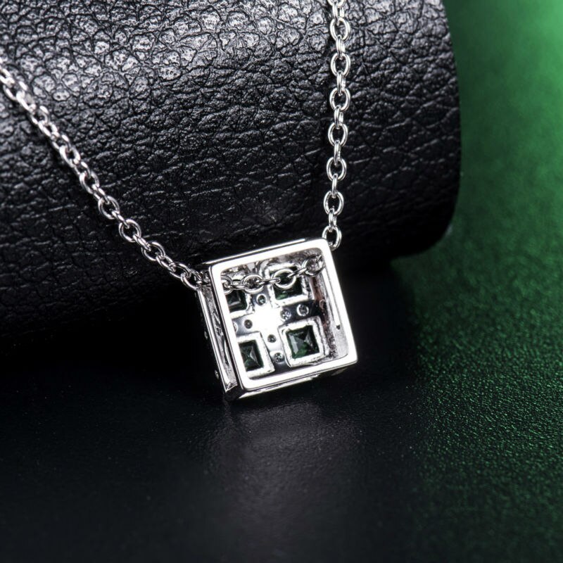 18Kt White Gold Emerald and Diamond Pendant for Women