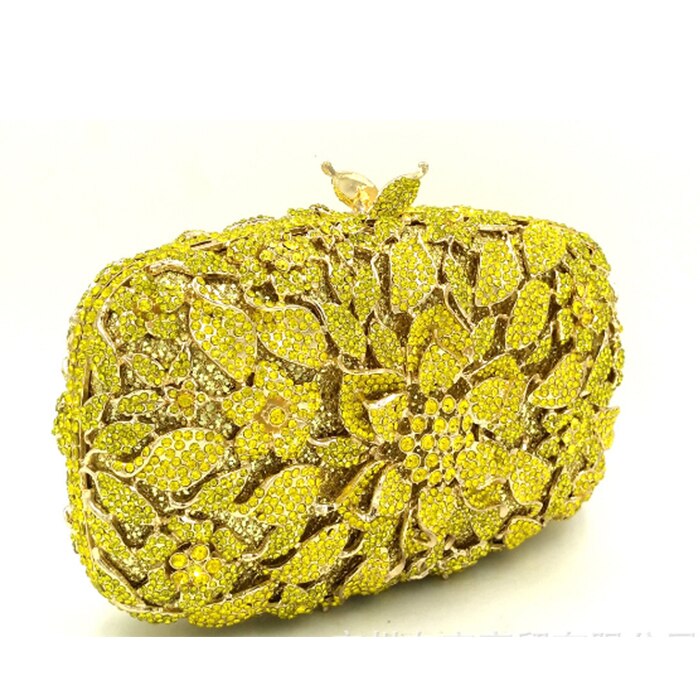 XIYUAN BRAND Luxury Designer yellow Flower Rhinestone Clutch Crystal Party Wedding Handbags Diamond party Clutch Evening bag