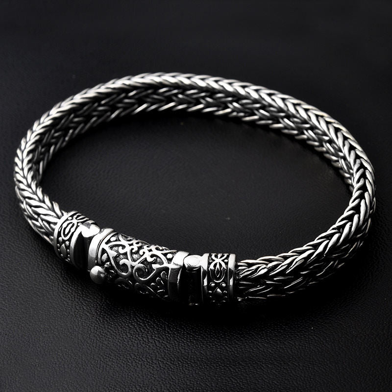 GAGAFEEL 925 Silver Classic Thai Wire-cable Link Chain Bracelet Width 8mm