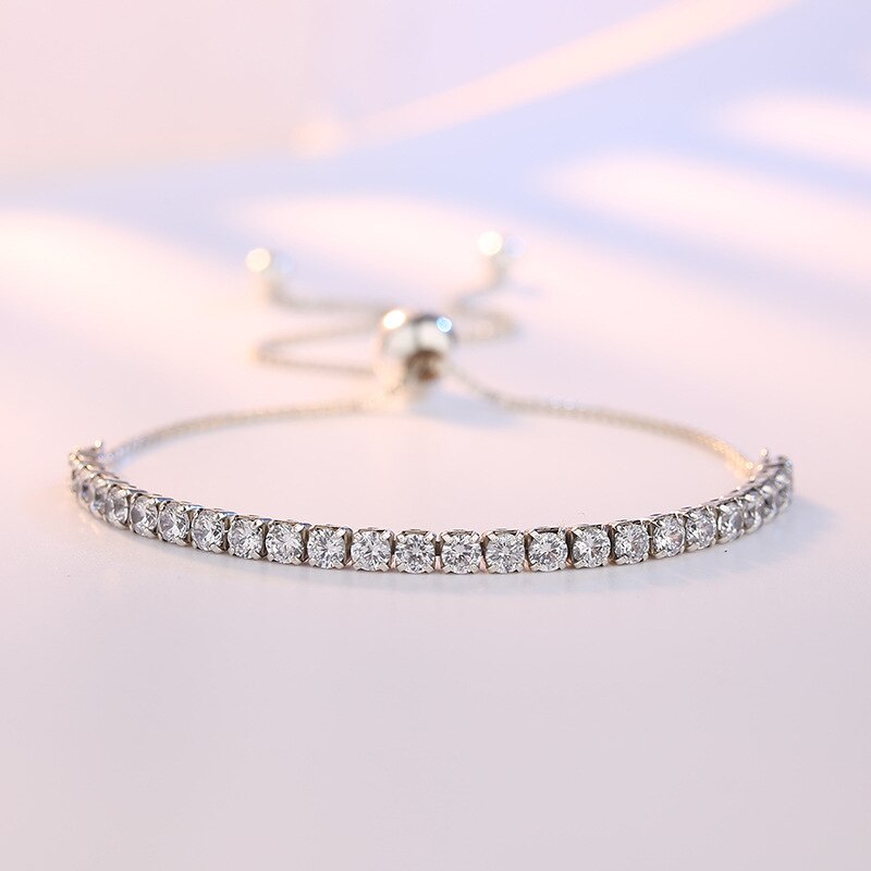 The Dazzling Elegance 925 Sterling Silver Sparkling Strand Link Tennis Bracelet