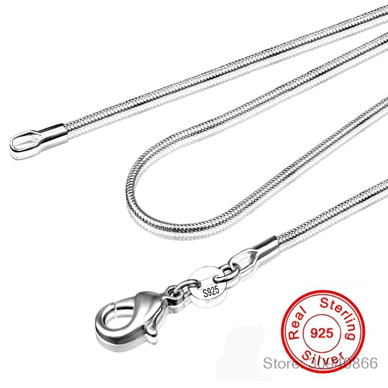 925 Sterling Silver Fashion 1mm Snake Chain Necklace