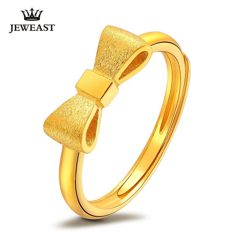 XXX 24K AU 999 Pure Solid Gold Fashion Bow-knot Classic Ring