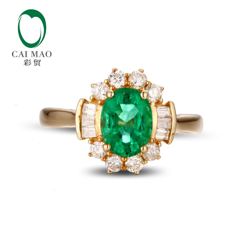 14k Gold Emerald Diamond Engagement Ring for Her