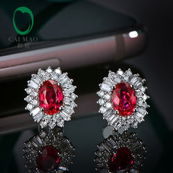 14kt White Gold Ruby and Diamond Earrings for Women