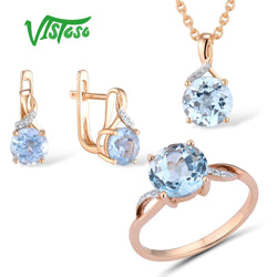 Rose Gold Blue Topaz and Diamond Jewelry Set for Women