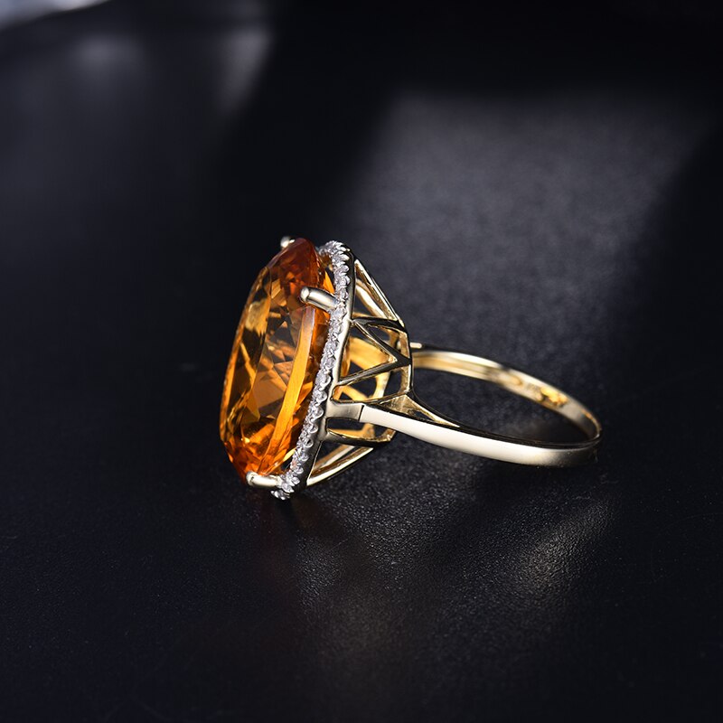 Solid 14kt Yellow Gold Oval Yellow Citrine Wedding Ring for Women