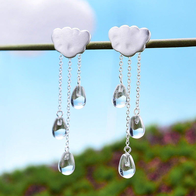 Sterling Silver Crystal Charm Drop Earrings for Women