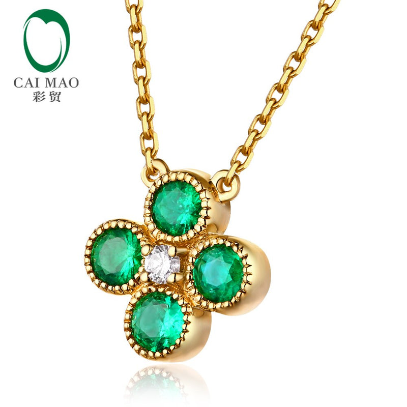 18kt Yellow Gold Emerald and Diamond Pendant for Her