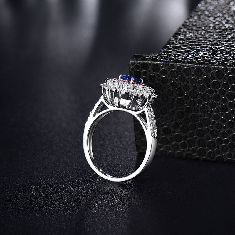 18K White Gold Oval Sapphire Wedding Rings for Women