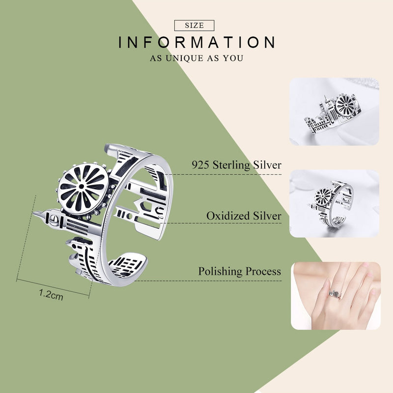 BAMOER High Quality 925 Sterling Silver London City Ring