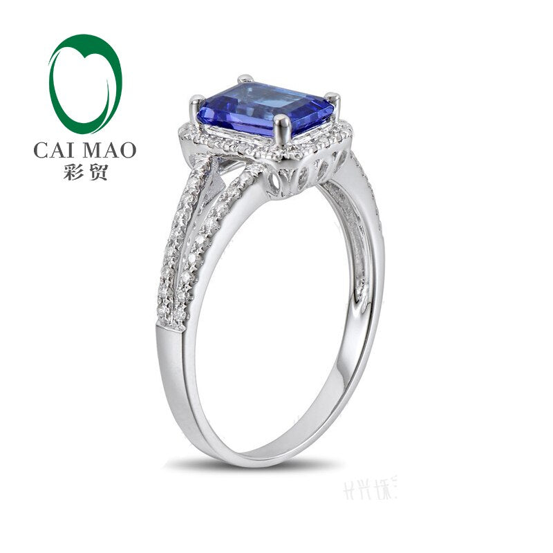 14kt White Gold Emerald, Violet Tanzanite & Diamond Ring for Women