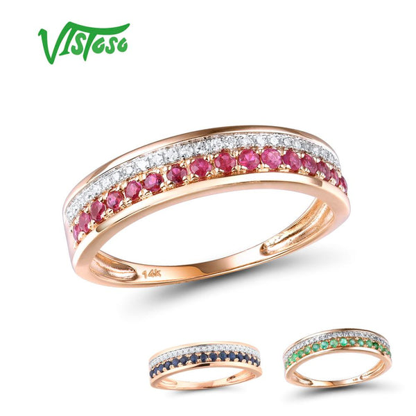 14K Rose Gold Diamond and Gemstone Ring for Her