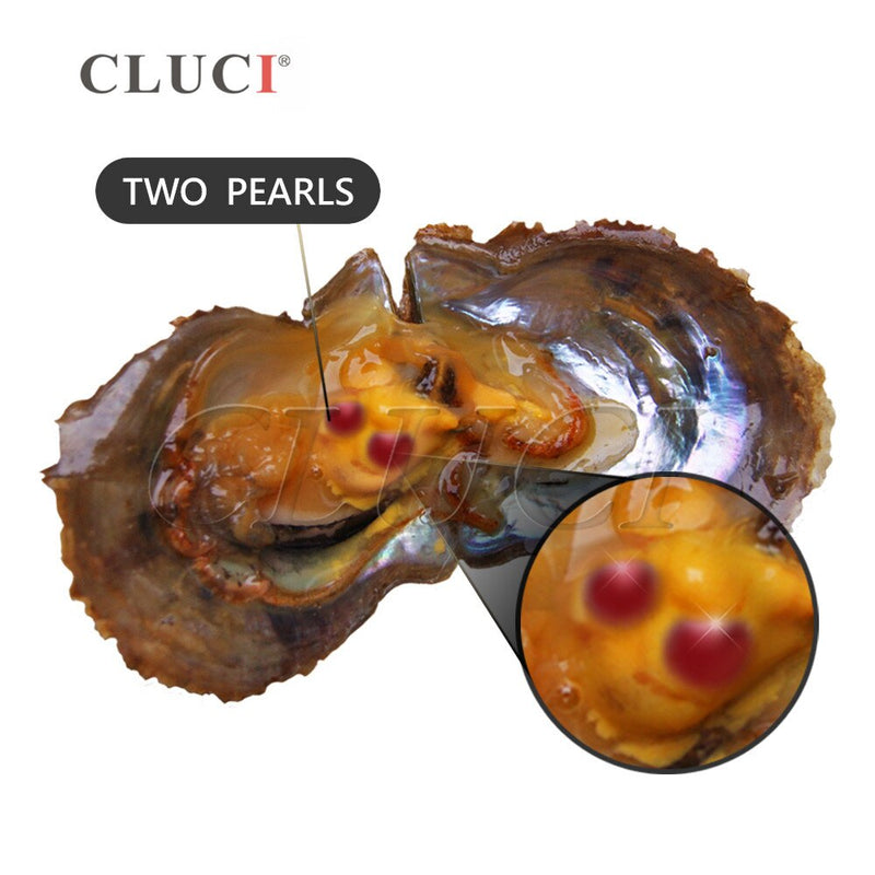 CLUCI 10pcs 7-8 mm Red Twins Akoya Pearls in Oysters