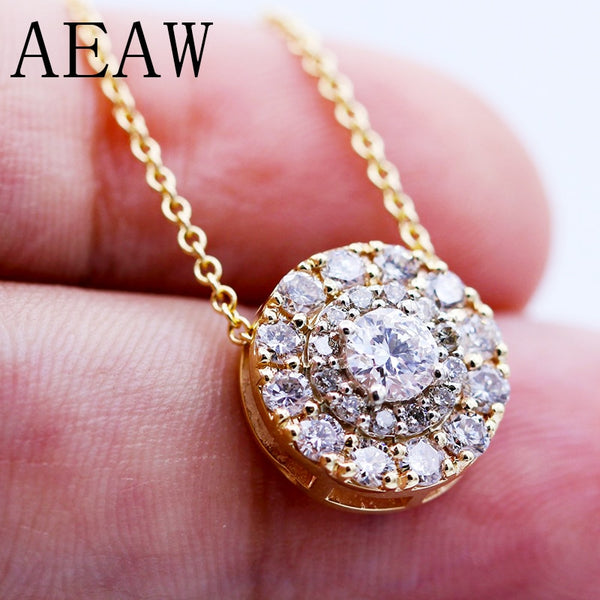 10K White & Yellow Gold Lab Grown Moissanite Diamond Pendant Necklace for Her