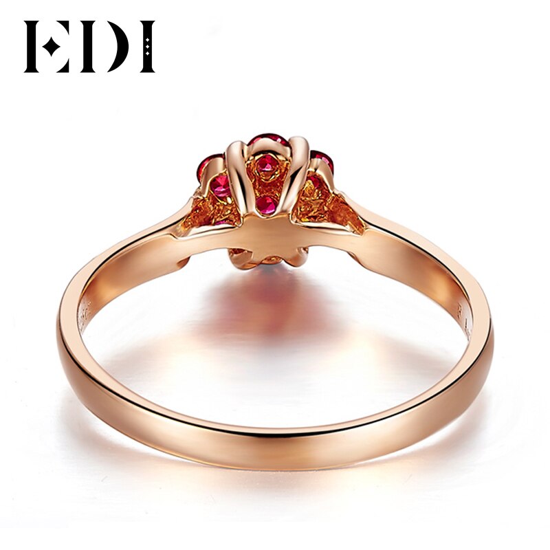 EDI 14K Solid Rose Gold Natural 0.28cttw Ruby Gemstone Halo Ring