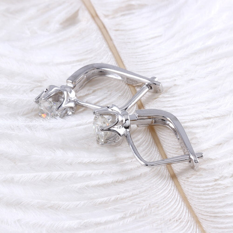 Trangems S925 Sterling Silver 1ctw 5mm Moissanite Simulated Diamond Hoop Earrings