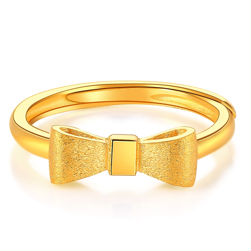 24K Gold Solid Gold Bow-Knot Classic Ring for Women