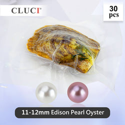 CLUCI 30 Pcs 11-12mm Big Round Edison Pearls in Oysters Single Packaged