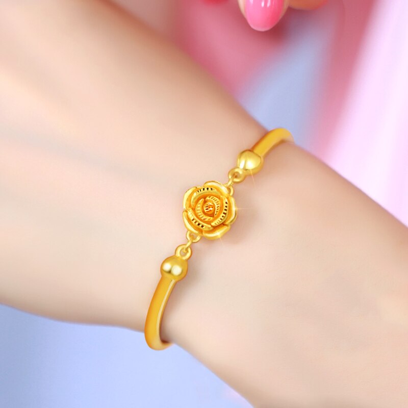 24K Gold Rose Bracelet for Women