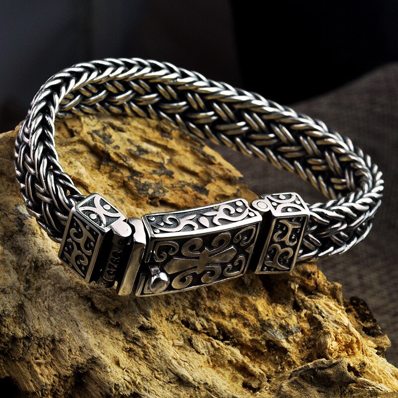 925 Sterling Silver Vintage Punk Rock Thai Bracelet