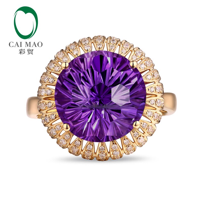 14K Gold Amethyst & Diamond Ring for Women