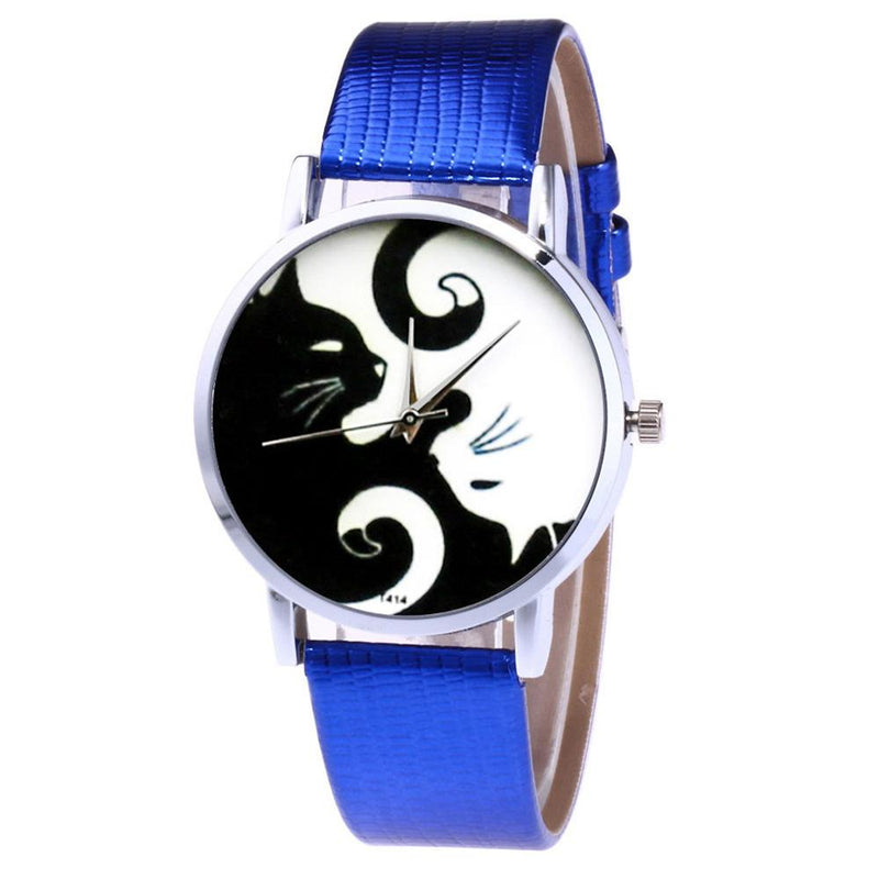 ZHOULIANFA Brand New Quartz Watch Women Leather Strap Korean Lady Student Watch Cat Print Quartz Wrist Watch Gift Clock Reloj Fi