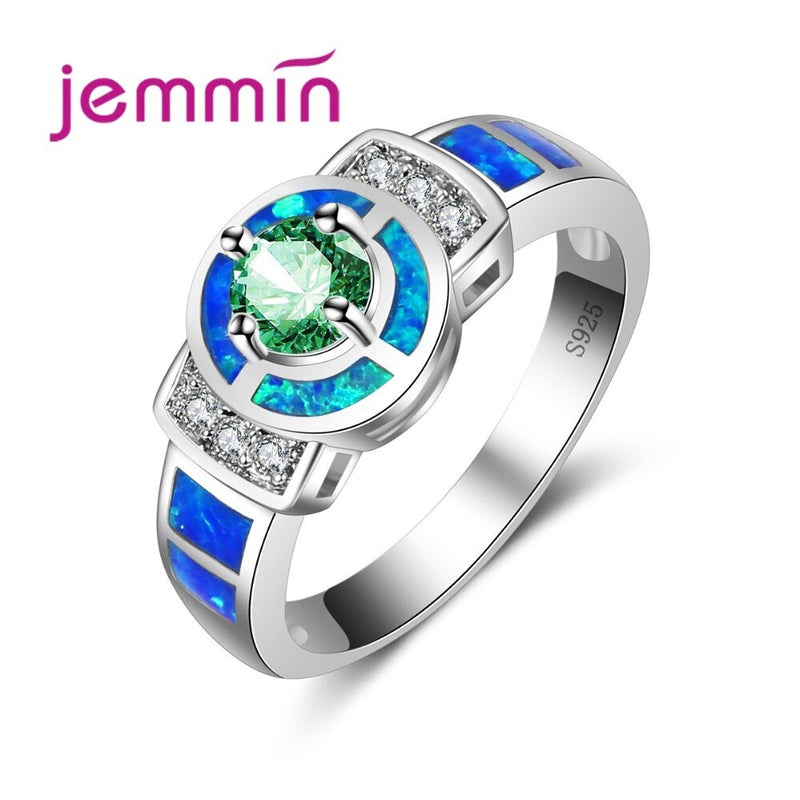 Fine Jewelry Women Opal Rings 925 Sterling Silver Crystal Wedding Engagement Band Anillos Bijoux Valentines Day Gift