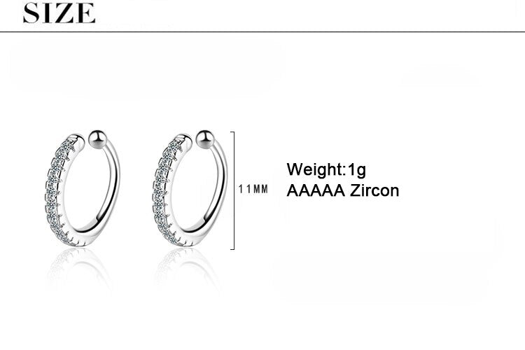 ModaOne 925 Sterling Silver Simple Zircon Clip Earrings