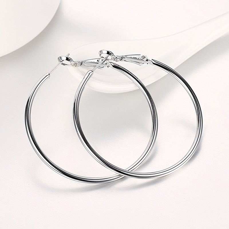 925 Silver Creole Circle Hoop Earrings