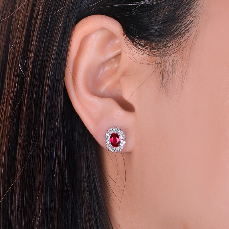 14kt White Gold Ruby and Diamond Earrings for Women