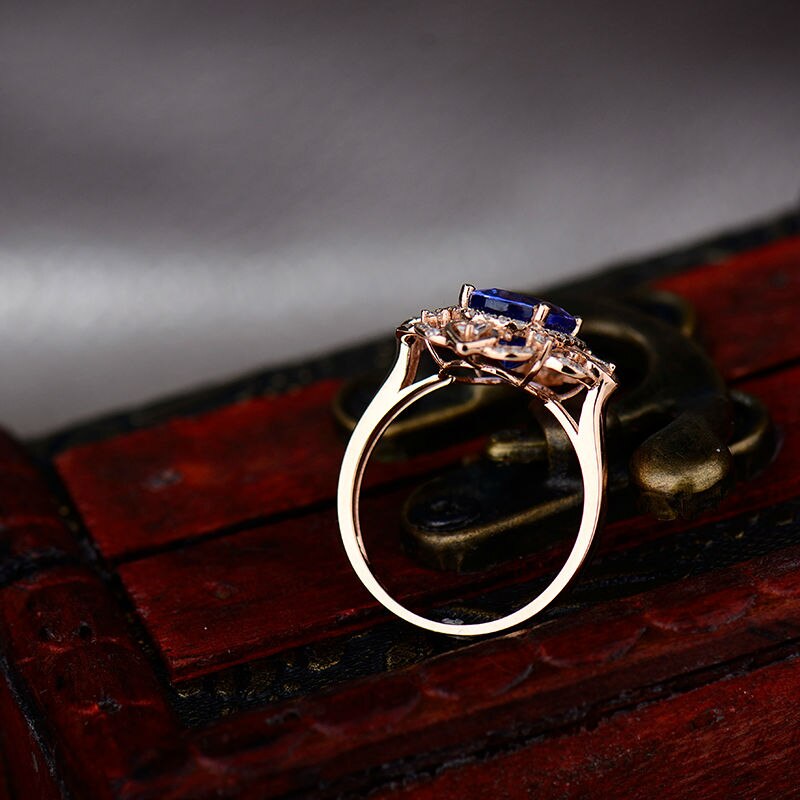 18K Rose Gold Tanzanite and Diamond Ring for Women