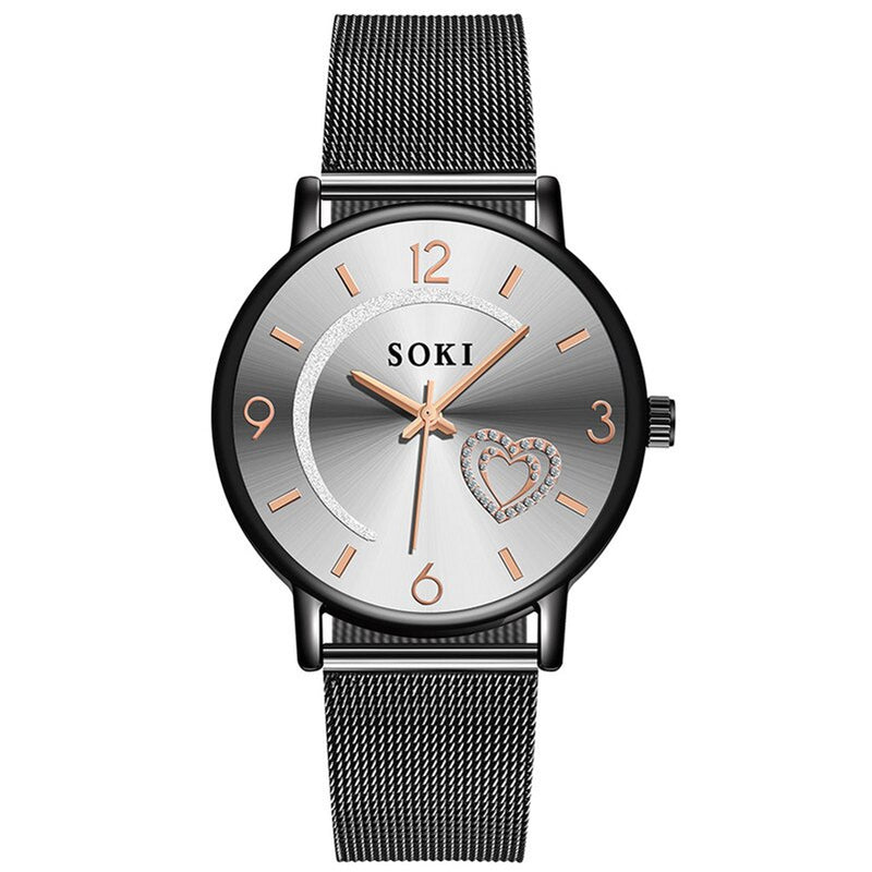 Women Watches Luxury Mesh Stainless Steel Belt Quartz Ladies Wristwatch New 2019 Fashion Love Diamond Watch Female Clock /C