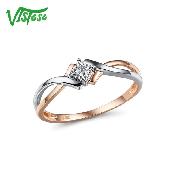 14K Two-Tone Gold Diamond Ring for Women