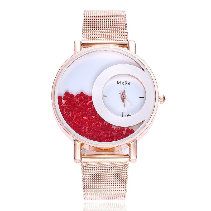 Ladies Watch Stainless Steel New Fashion Leather Strap Women Rhinestone Wrist Watches Casual Women Dress Watches Crystal #T