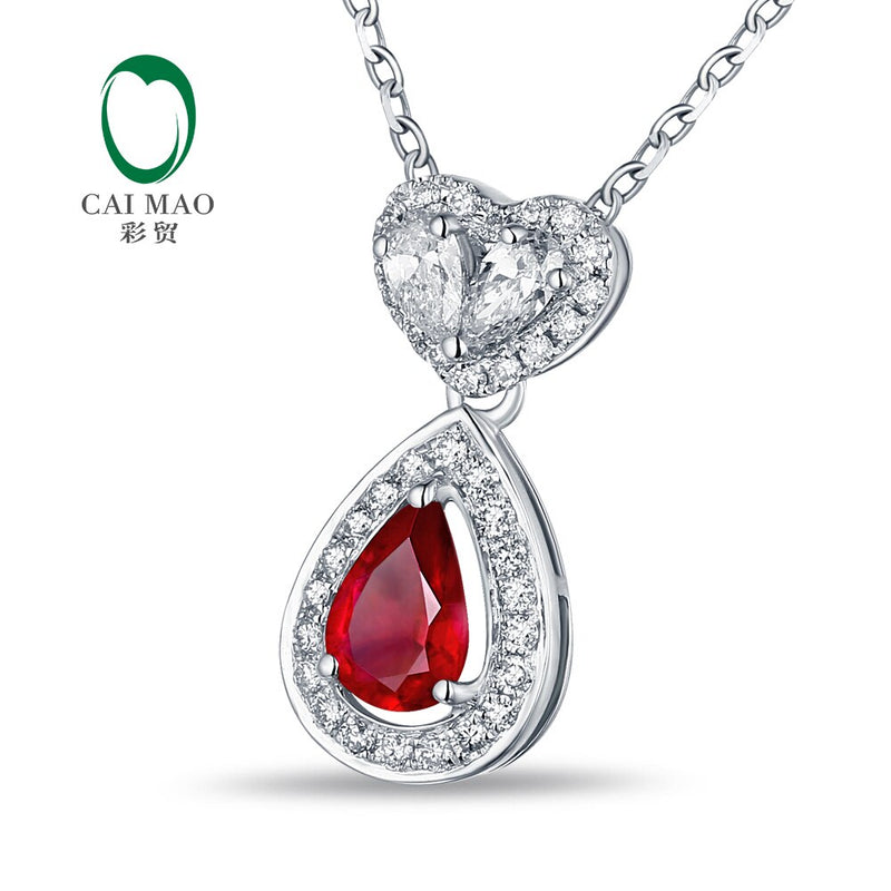 14K Gold 0.88ctw Ruby & Diamond Engagement Pendant for Her