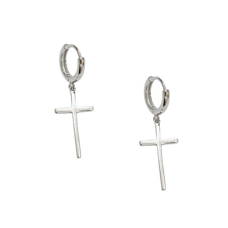 FLYLEAF 925 Sterling Silver Fashion Cross Dangle Earrings