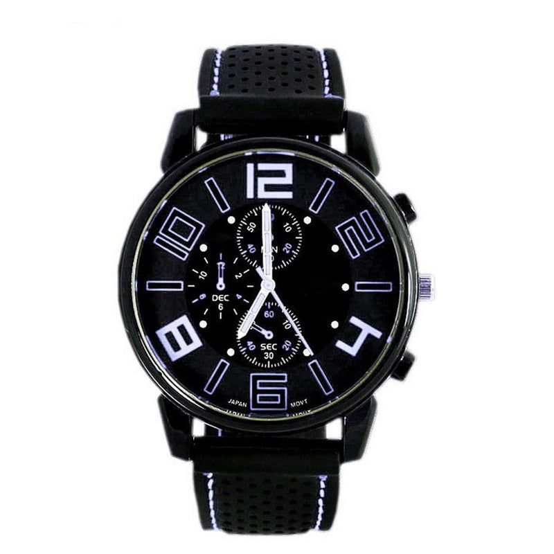 Men Quartz Analog Watch Silicone Strap Band Round Dial Sport Wristwatch XRQ88